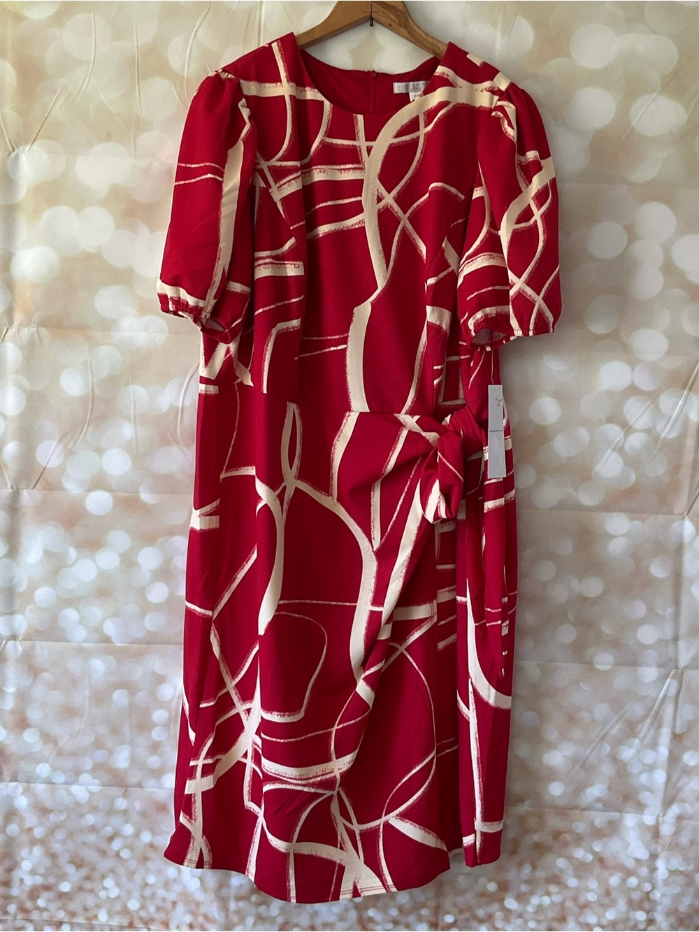 London Time Red and Cream Dress - Picture 2 of 10